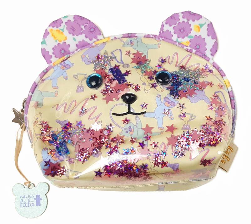 fafa「FUNFETTI スパンコール入りクマちゃんフェイスポーチ」（F）の画像