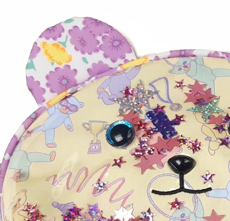 fafa「FUNFETTI スパンコール入りクマちゃんフェイスポーチ」（F）の画像