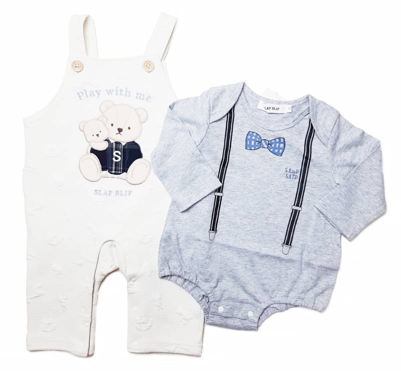 SLAP SLIP 「リボンタイPtボディミニ+キルトサロペット2点セット」(70-80cm) 【メール便対応可】の画像