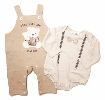 SLAP SLIP 「リボンタイPtボディミニ+キルトサロペット2点セット」(70-80cm) 【メール便対応可】の画像