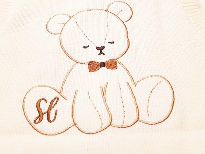 SLAP SLIP 「くまちゃん刺繡ケーブル編みコットンニットベスト」F(70-80cm) 【メール便対応可】の画像