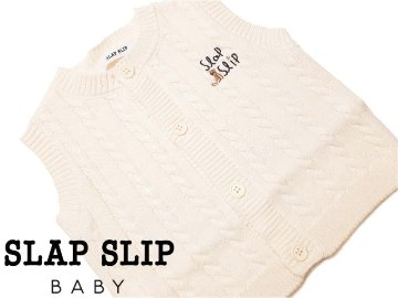 SLAP SLIP 「くまちゃん刺繡ケーブル編みコットンニットベスト」F(70-80cm) 【メール便対応可】の画像