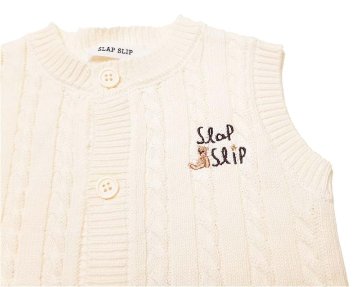 SLAP SLIP 「くまちゃん刺繡ケーブル編みコットンニットベスト」F(70-80cm) 【メール便対応可】の画像