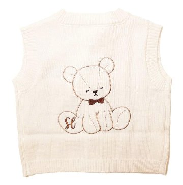 SLAP SLIP 「くまちゃん刺繡ケーブル編みコットンニットベスト」F(70-80cm) 【メール便対応可】の画像