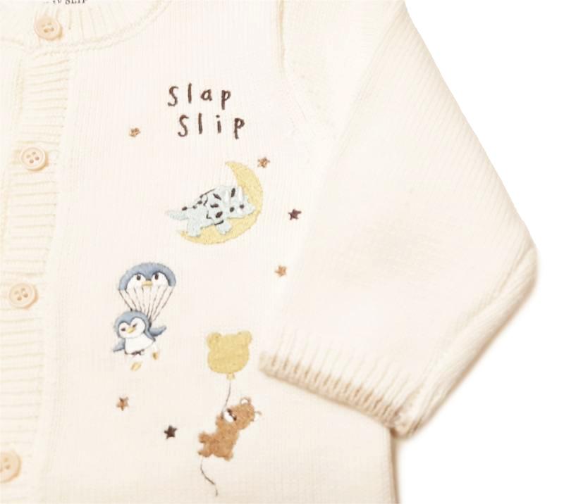 SLAP SLIP(スラップスリップ) 「アニマル刺繍コットンニット ベビーカーディガン」F(70-80cm)  メール便対応の画像