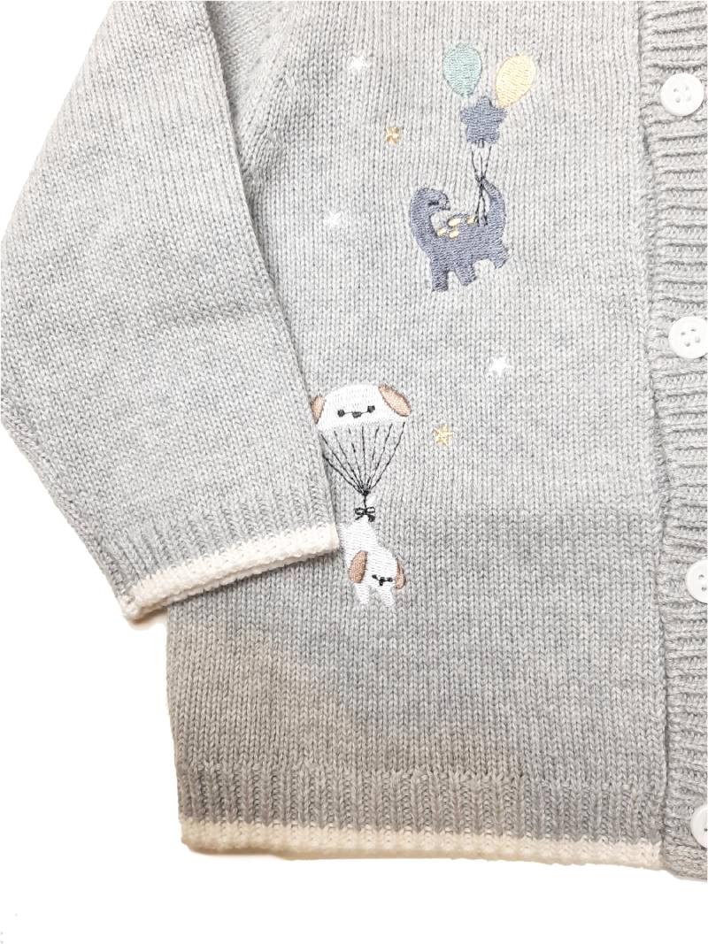 SLAP SLIP(スラップスリップ) 「アニマル刺繍コットンニット ベビーカーディガン」F(70-80cm)  メール便対応の画像