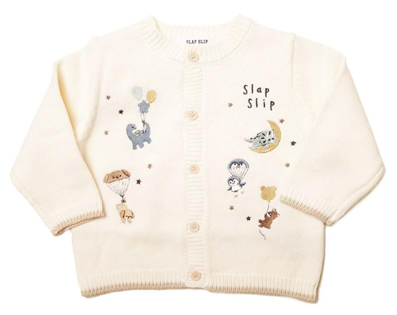 SLAP SLIP(スラップスリップ) 「アニマル刺繍コットンニット ベビーカーディガン」F(70-80cm)  メール便対応の画像