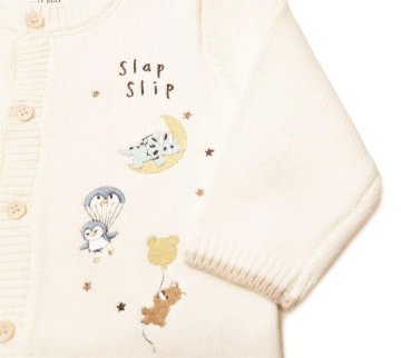 SLAP SLIP(スラップスリップ) 「アニマル刺繍コットンニット ベビーカーディガン」F(70-80cm)  メール便対応の画像