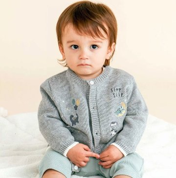 SLAP SLIP(スラップスリップ) 「アニマル刺繍コットンニット ベビーカーディガン」F(70-80cm)  メール便対応の画像
