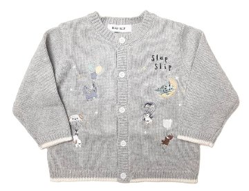 SLAP SLIP(スラップスリップ) 「アニマル刺繍コットンニット ベビーカーディガン」F(70-80cm)  メール便対応の画像
