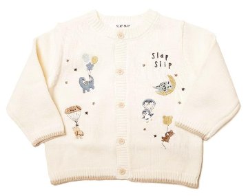 SLAP SLIP(スラップスリップ) 「アニマル刺繍コットンニット ベビーカーディガン」F(70-80cm)  メール便対応の画像