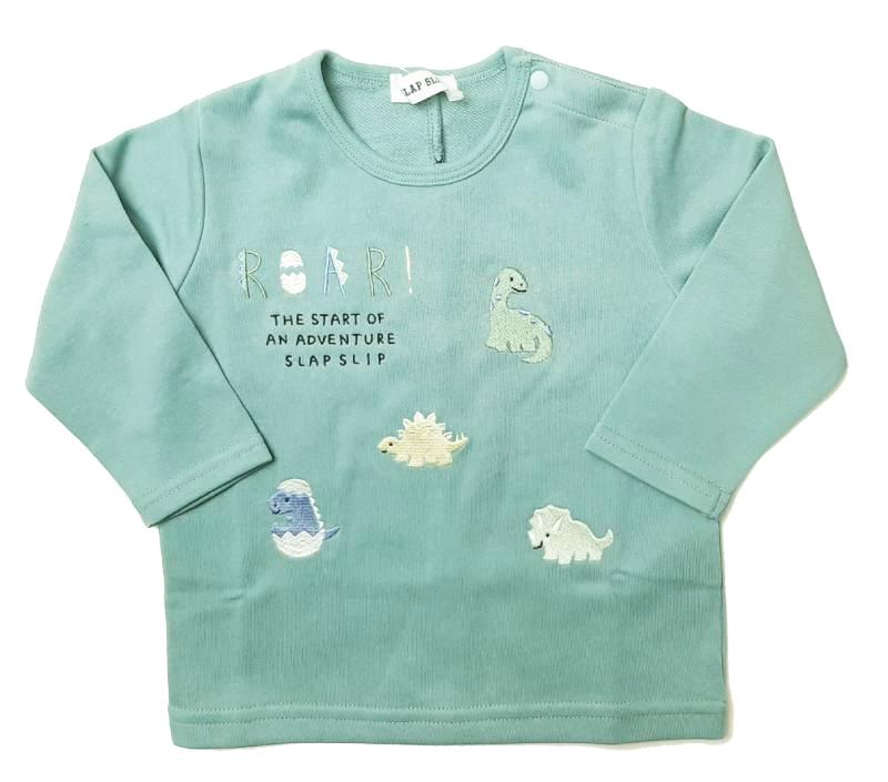 SLAP SLIP(スラップスリップ) 「恐竜刺繍＆背びれ付きミニ裏毛長袖Tシャツ」F(70-80cm)  メール便対応の画像