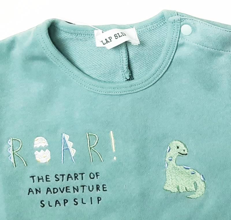 SLAP SLIP(スラップスリップ) 「恐竜刺繍＆背びれ付きミニ裏毛長袖Tシャツ」F(70-80cm)  メール便対応の画像