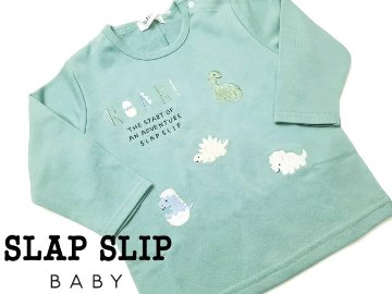 SLAP SLIP(スラップスリップ) 「恐竜刺繍＆背びれ付きミニ裏毛長袖Tシャツ」F(70-80cm)  メール便対応の画像