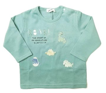 SLAP SLIP(スラップスリップ) 「恐竜刺繍＆背びれ付きミニ裏毛長袖Tシャツ」F(70-80cm)  メール便対応の画像