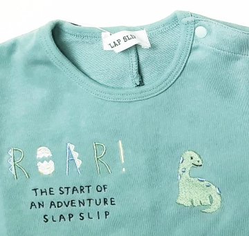 SLAP SLIP(スラップスリップ) 「恐竜刺繍＆背びれ付きミニ裏毛長袖Tシャツ」F(70-80cm)  メール便対応の画像