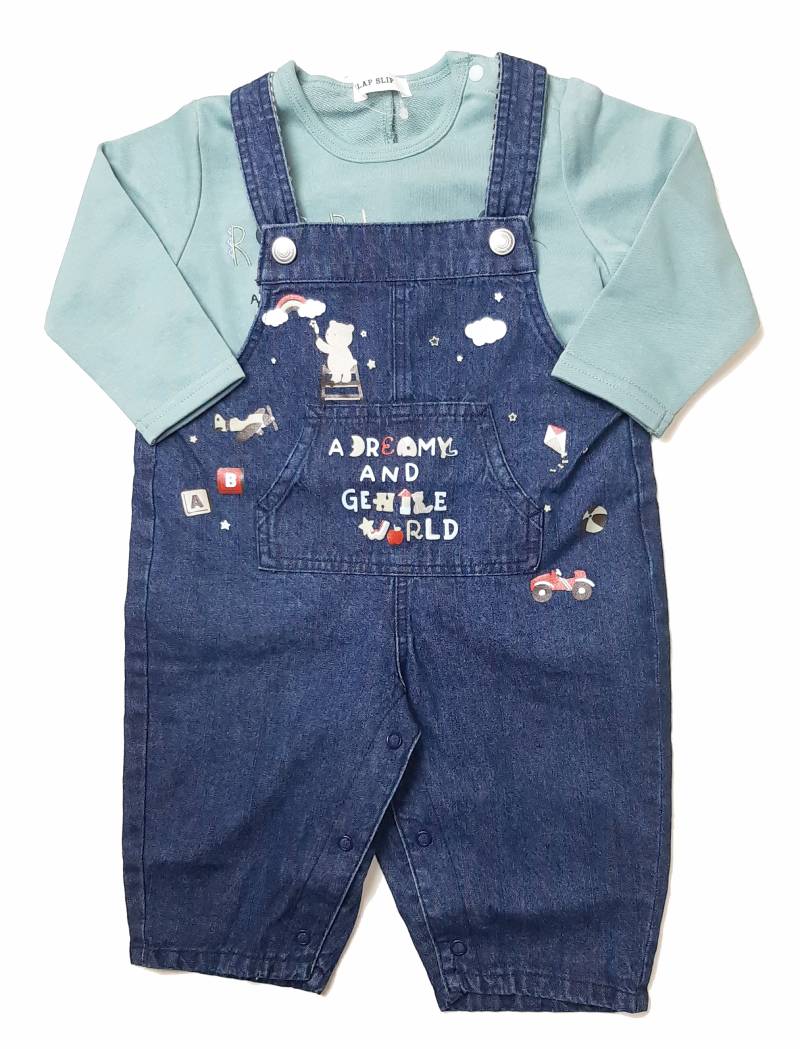 SLAP SLIP(スラップスリップ) 「デニムポケット付き裏ギンガムサロペット」F(70-80cm) メール便対応の画像