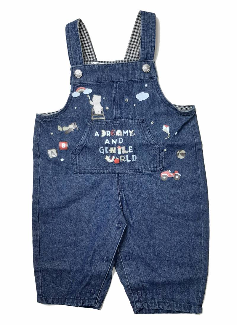 SLAP SLIP(スラップスリップ) 「デニムポケット付き裏ギンガムサロペット」F(70-80cm) メール便対応の画像