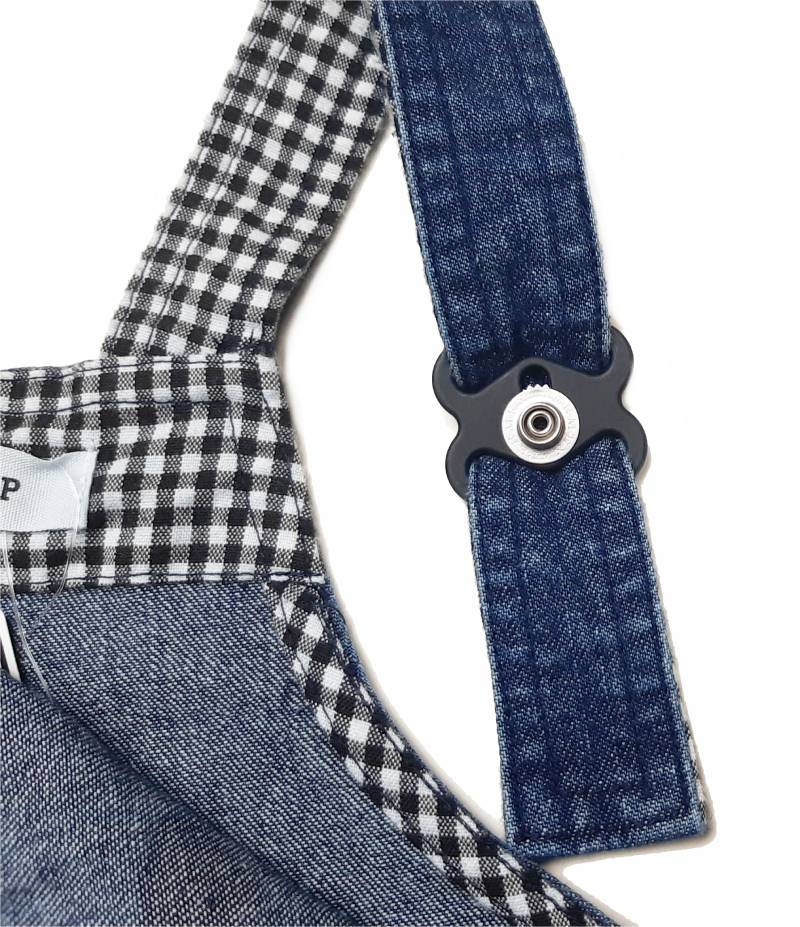 SLAP SLIP(スラップスリップ) 「デニムポケット付き裏ギンガムサロペット」F(70-80cm) メール便対応の画像