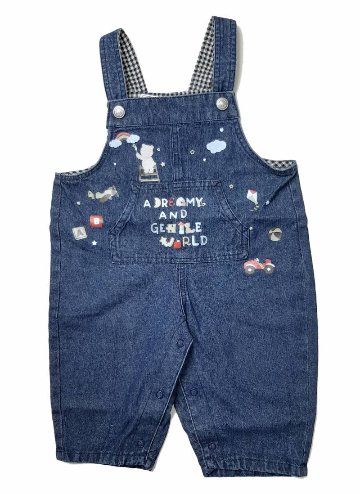 SLAP SLIP(スラップスリップ) 「デニムポケット付き裏ギンガムサロペット」F(70-80cm) メール便対応の画像