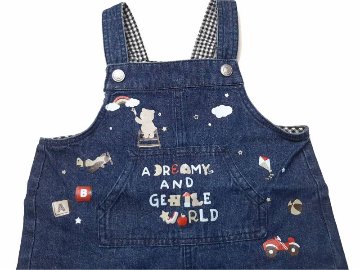 SLAP SLIP(スラップスリップ) 「デニムポケット付き裏ギンガムサロペット」F(70-80cm) メール便対応の画像