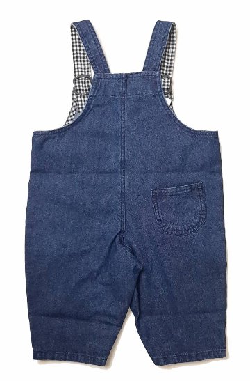 SLAP SLIP(スラップスリップ) 「デニムポケット付き裏ギンガムサロペット」F(70-80cm) メール便対応の画像