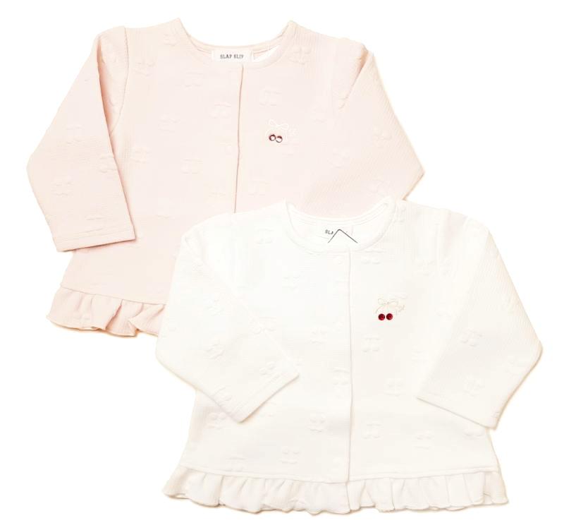 SLAP SLIP(スラップスリップ) 「裾フリルさくらんぼキルトベビージャケット」F(70-80cm)  メール便対応の画像