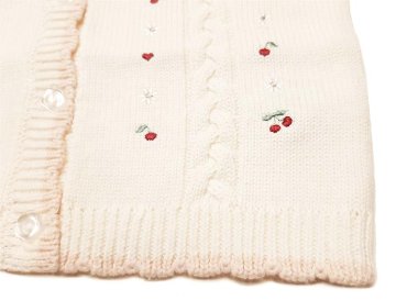 SLAP SLIP(スラップスリップ) 「サクランボ刺繍コットンニット ベビーカーディガン」F(70-80cm)  メール便対応の画像