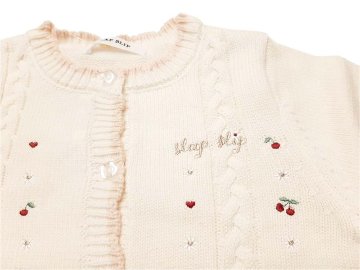 SLAP SLIP(スラップスリップ) 「サクランボ刺繍コットンニット ベビーカーディガン」F(70-80cm)  メール便対応の画像