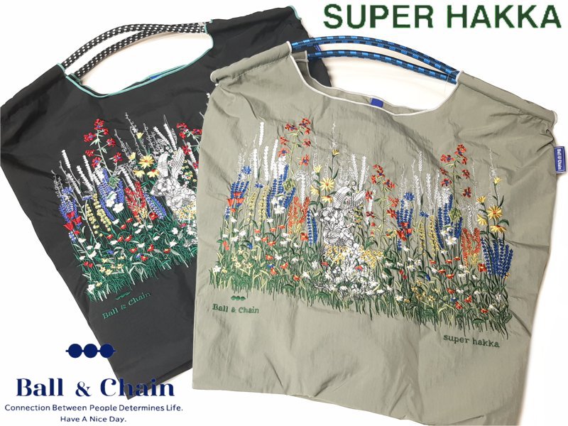 SUPER HAKKA 「〈Ball & Chainコラボ〉うさぎの隠れ家刺繍トートバッグ」(Mサイズ)　【メール便送料無料】の画像