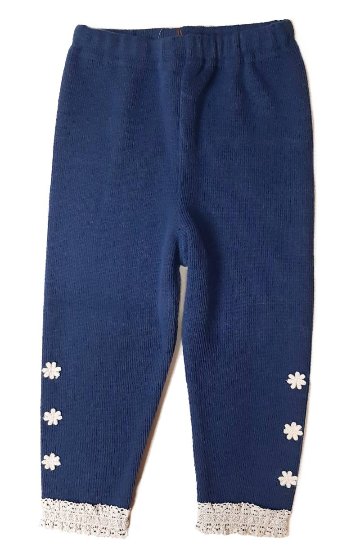 Souris(スーリー)「裾レース＆お花モチーフ付き スパッツ」（80-120cm） 【メール便送料無料】の画像