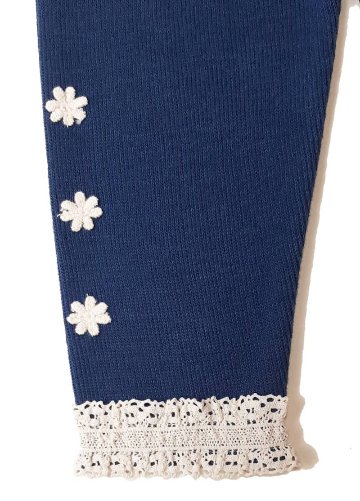 Souris(スーリー)「裾レース＆お花モチーフ付き スパッツ」（80-120cm） 【メール便送料無料】の画像