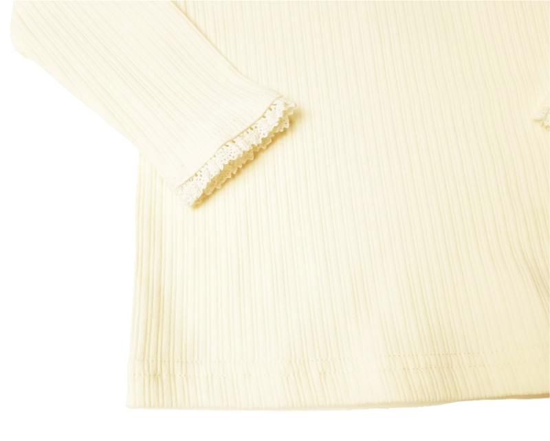 Souris(スーリー)「お花モチーフ付きスカラップフリル衿長袖カットソーブラウス」（80-90cm） メール便送料無料の画像