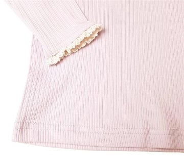 Souris(スーリー)「お花モチーフ付きスカラップフリル衿長袖カットソーブラウス」（80-90cm） メール便送料無料の画像