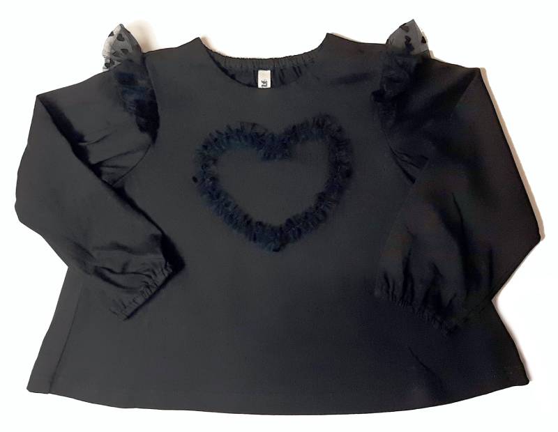 nino「ハートチュールフリル長袖Tシャツ」(100-140cm) 【 メール便送料無料】の画像