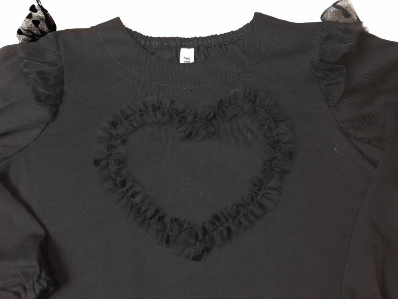 nino「ハートチュールフリル長袖Tシャツ」(100-140cm) 【 メール便送料無料】の画像