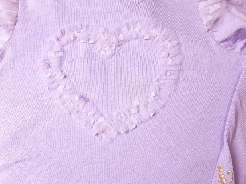 nino「ハートチュールフリル長袖Tシャツ」(100-140cm) 【 メール便送料無料】の画像