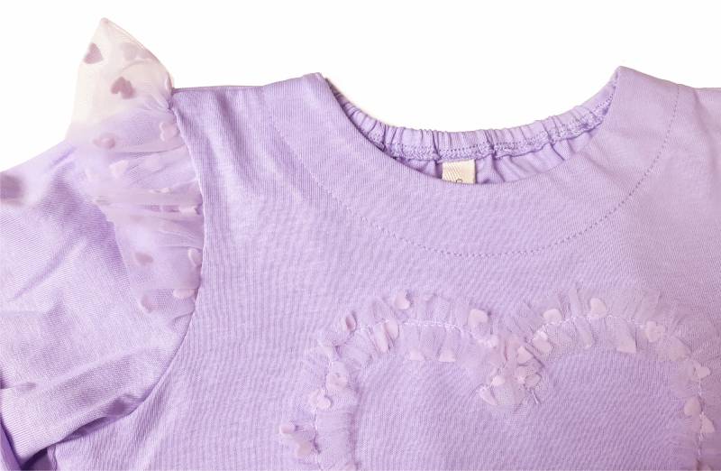 nino「ハートチュールフリル長袖Tシャツ」(100-140cm) 【 メール便送料無料】の画像