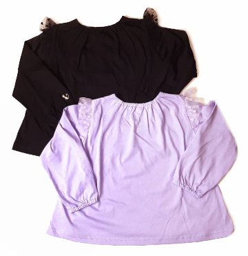 nino「ハートチュールフリル長袖Tシャツ」(100-140cm) 【 メール便送料無料】の画像