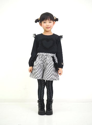 nino「ハートチュールフリル長袖Tシャツ」(100-140cm) 【 メール便送料無料】の画像