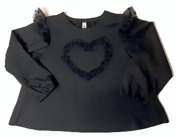 nino「ハートチュールフリル長袖Tシャツ」(100-140cm) 【 メール便送料無料】の画像
