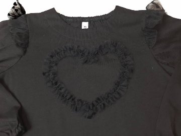 nino「ハートチュールフリル長袖Tシャツ」(100-140cm) 【 メール便送料無料】の画像