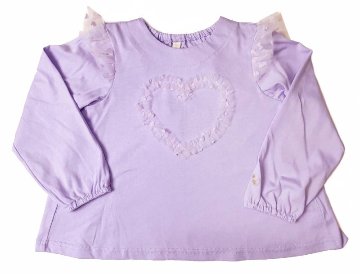 nino「ハートチュールフリル長袖Tシャツ」(100-140cm) 【 メール便送料無料】の画像
