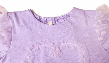 nino「ハートチュールフリル長袖Tシャツ」(100-140cm) 【 メール便送料無料】の画像