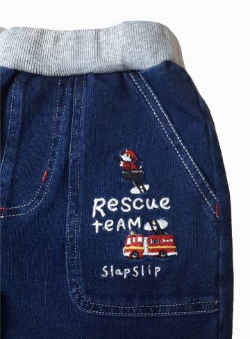 SLAP SLIP(スラップスリップ) 「働く自動車刺繍デニムニットパンツ」(80-130cm) 【メール便送料198円対応】の画像