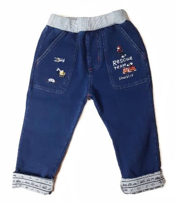 SLAP SLIP(スラップスリップ) 「働く自動車刺繍デニムニットパンツ」(80-130cm) 【メール便送料198円対応】の画像