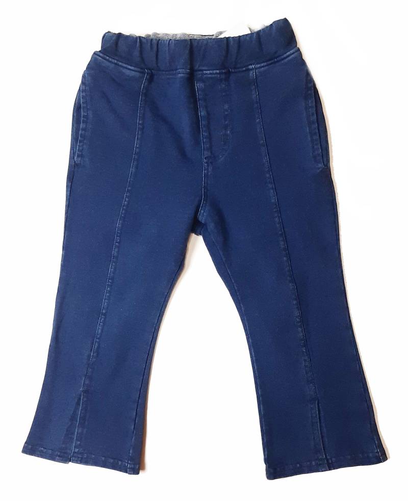 SLAP SLIP(スラップスリップ) 「レース＆リボン付きベルボトムデニムニットパンツ」(80-130cm) 【メール便送料198円対応】の画像