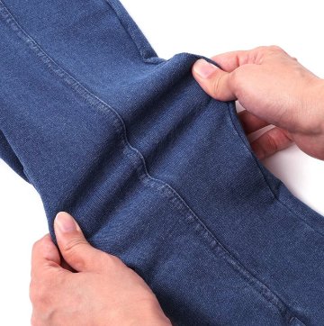 SLAP SLIP(スラップスリップ) 「レース＆リボン付きベルボトムデニムニットパンツ」(80-130cm) 【メール便送料198円対応】の画像