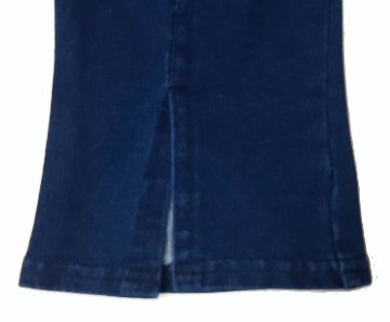 SLAP SLIP(スラップスリップ) 「レース＆リボン付きベルボトムデニムニットパンツ」(80-130cm) 【メール便送料198円対応】の画像