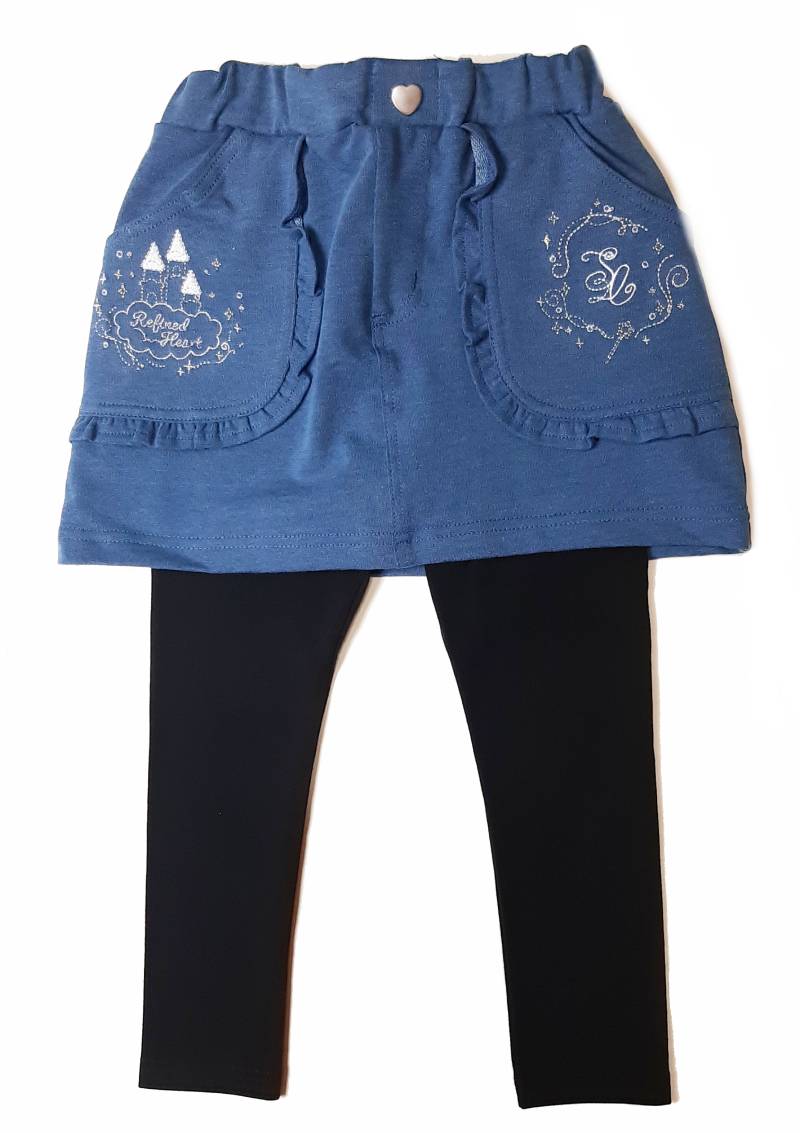 SLAP SLIP(スラップスリップ) 「フリルポケット付きデニムニットスカッツ」(80-120cm) 【メール便送料198円対応】の画像